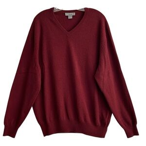 Daniel Cremieux Signature Burgundy Cashmere V-neck Sweater XL